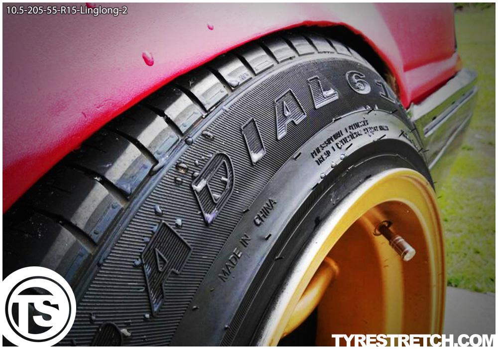 An example of tyre stretch: 205/55 R15 on 10.5J – LINGLONG