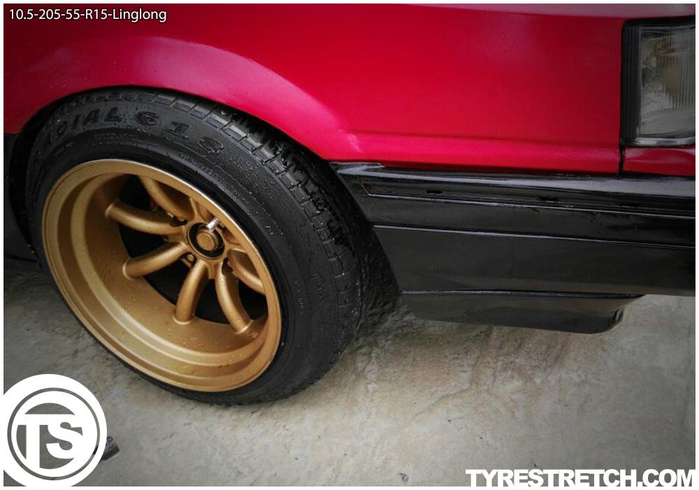 An example of tyre stretch: 205/55 R15 on 10.5J – LINGLONG