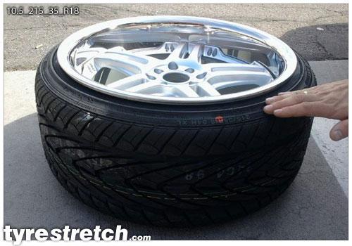 An example of tyre stretch: 215/35 R18 on 10.5J