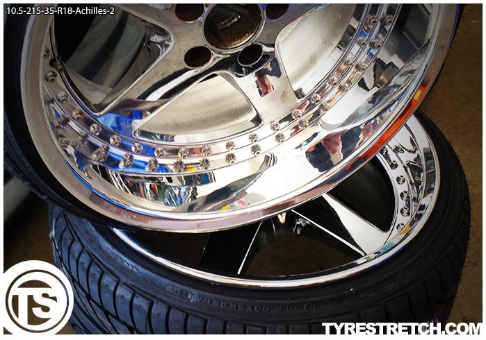 An example of tyre stretch: 215/35 R18 on 10.5J – ACHILLES
