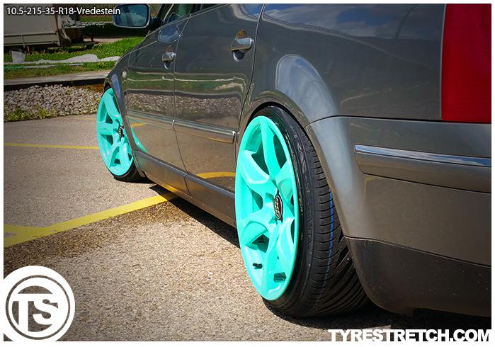 An example of tyre stretch: 215/35 R18 on 10.5J – VREDESTEIN