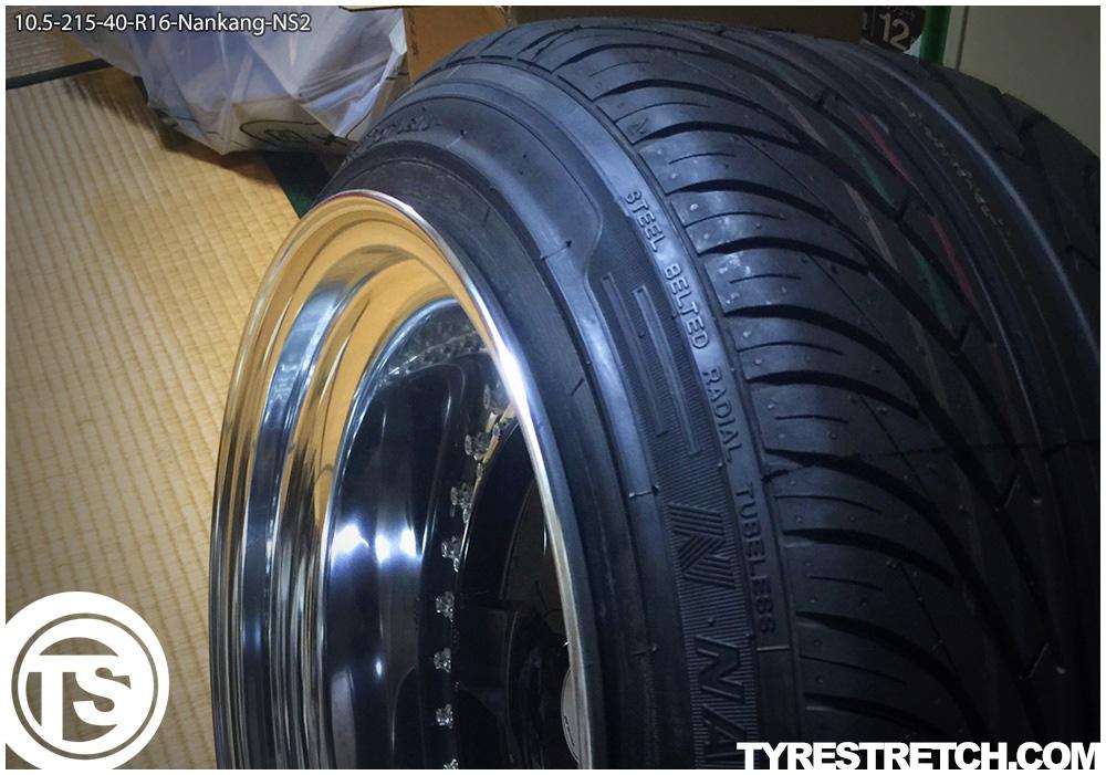 An example of tyre stretch: 215/40 R16 on 10.5J – NANKANG