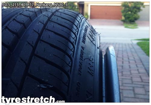 An example of tyre stretch: 215/40 R17 on 10.5J – NANKANG