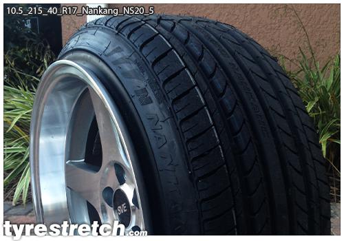 An example of tyre stretch: 215/40 R17 on 10.5J – NANKANG