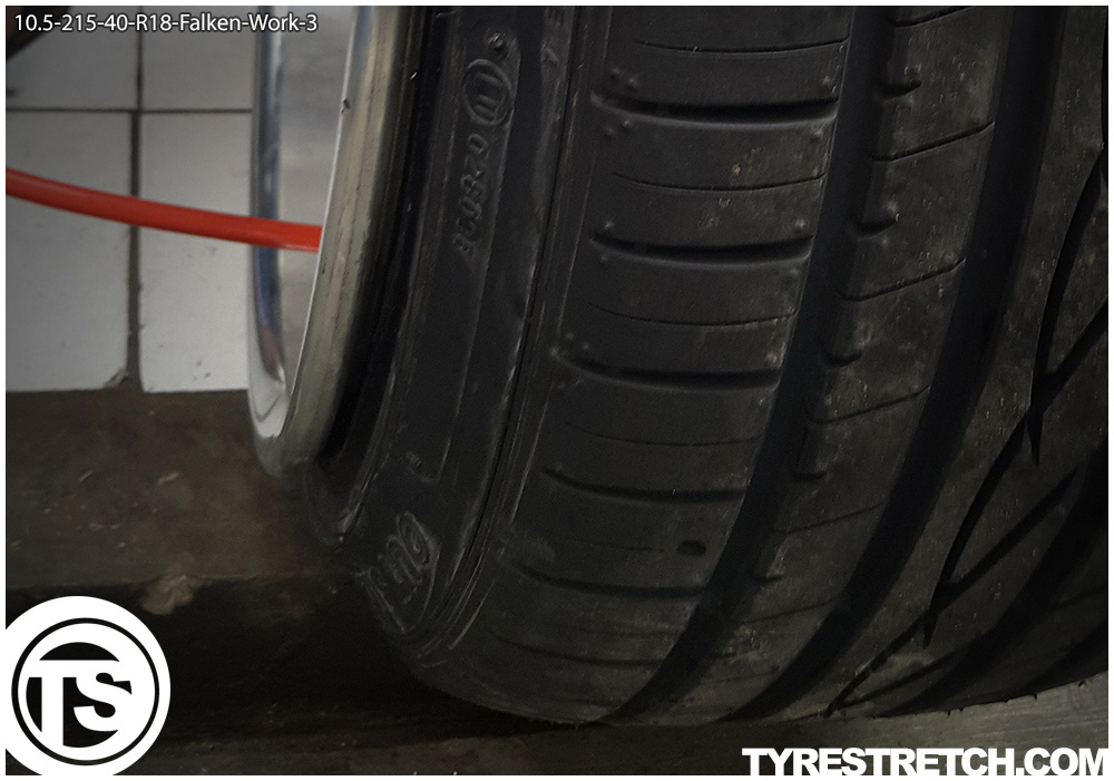 An example of tyre stretch: 215/40 R18 on 10.5J – FALKEN (WORK)