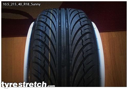 An example of tyre stretch: 215/40 R18 on 10.5J – SUNNY