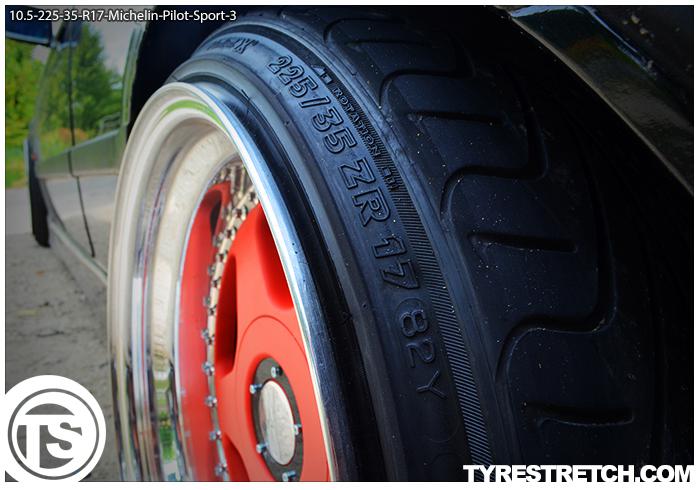 An example of tyre stretch: 225/35 R17 on 10.5J – MICHELIN