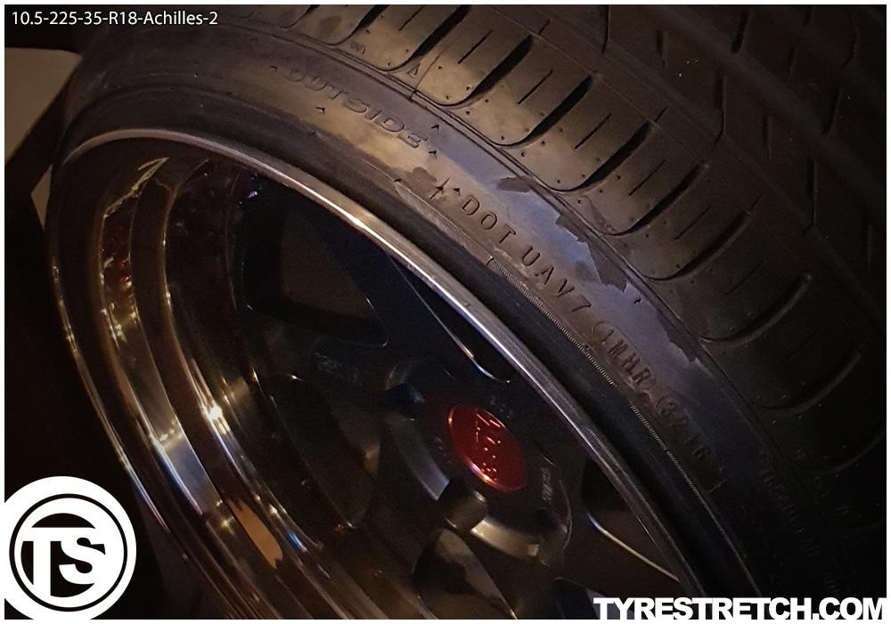 An example of tyre stretch: 225/35 R18 on 10.5J – ACHILLES