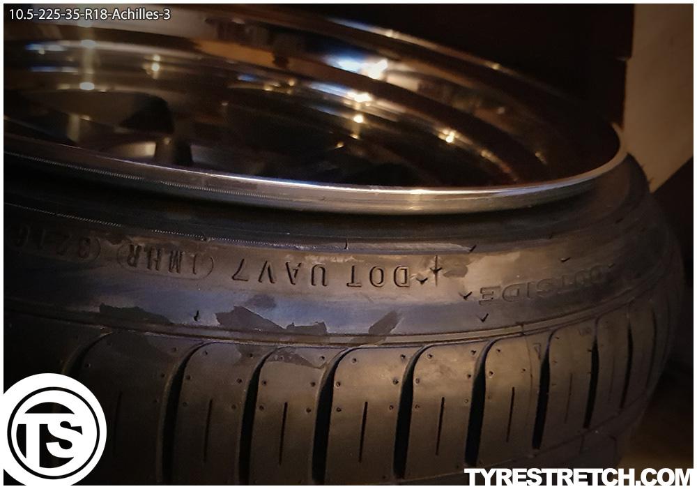 An example of tyre stretch: 225/35 R18 on 10.5J – ACHILLES