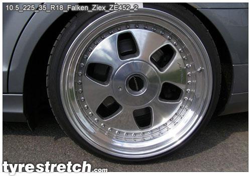 An example of tyre stretch: 225/35 R18 on 10.5J – FALKEN