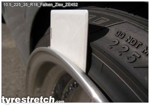 An example of tyre stretch: 225/35 R18 on 10.5J – FALKEN
