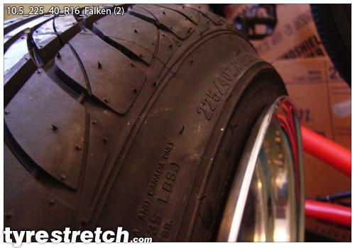 An example of tyre stretch: 225/40 R16 on 10.5J – FALKEN
