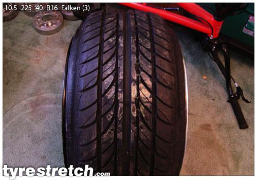 An example of tyre stretch: 225/40 R16 on 10.5J – FALKEN