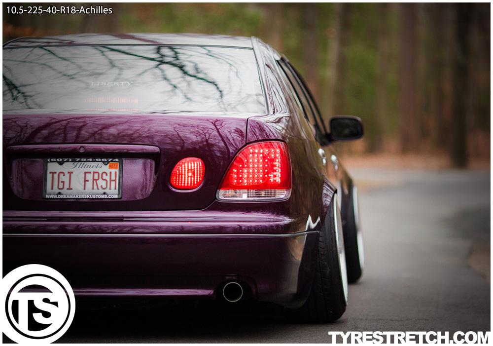 An example of tyre stretch: 225/40 R18 on 10.5J – ACHILLES