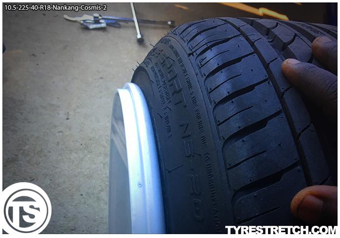 An example of tyre stretch: 225/45 R18 on 10.5J – NANKANG (COSMIS)