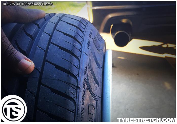 An example of tyre stretch: 225/45 R18 on 10.5J – NANKANG (COSMIS)