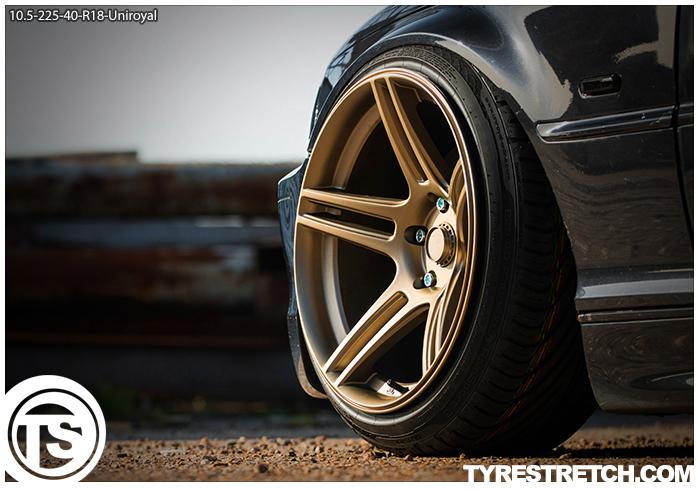 An example of tyre stretch: 225/40 R18 on 10.5J – UNIROYAL