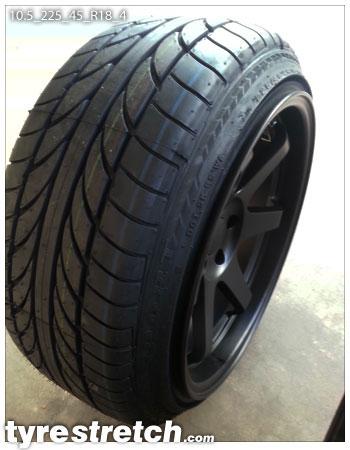 An example of tyre stretch: 225/45 R18 on 10.5J
