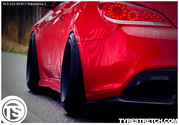 An example of tyre stretch: 225/50 R17 on 10.5J – YOKOHAMA