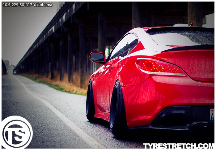 An example of tyre stretch: 225/50 R17 on 10.5J – YOKOHAMA