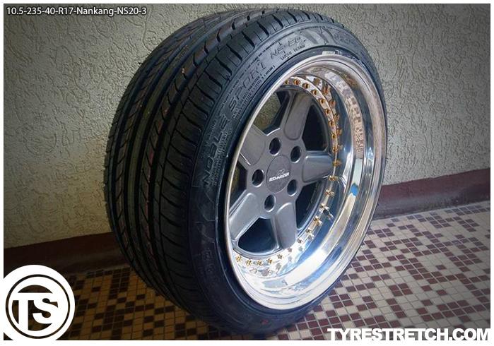 An example of tyre stretch: 235/40 R17 on 10.5J – NANKANG