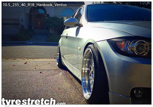 An example of tyre stretch: 235/40 R18 on 10.5J – HANKOOK