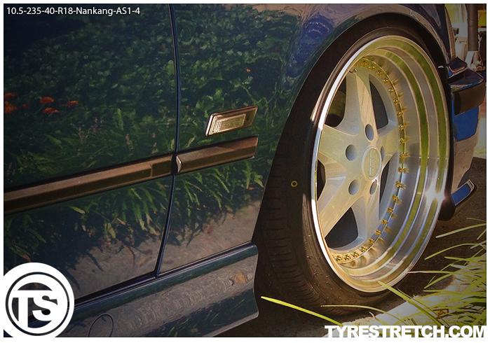 An example of tyre stretch: 235/40 R18 on 10.5J – NANKANG