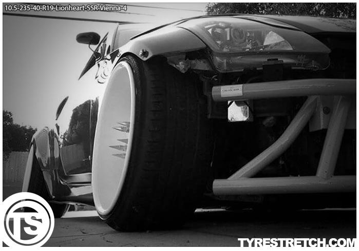 An example of tyre stretch: 235/40 R19 on 10.5J – LIONHEART (SSR)