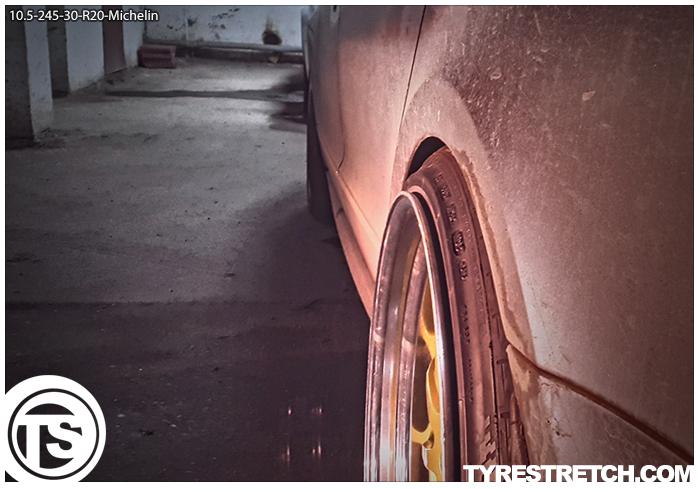An example of tyre stretch: 245/30 R20 on 10.5J – MICHELIN