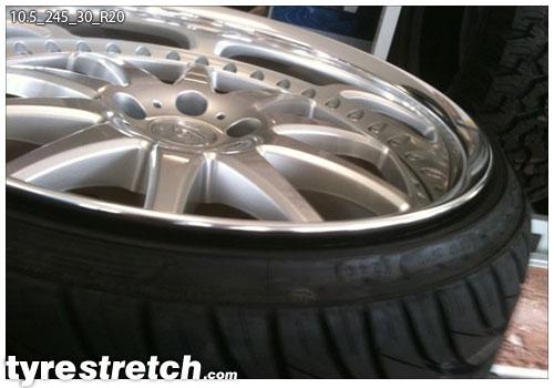 An example of tyre stretch: 245/30 R20 on 10.5J