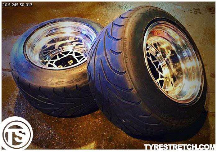 An example of tyre stretch: 245/50 R13 on 10.5J