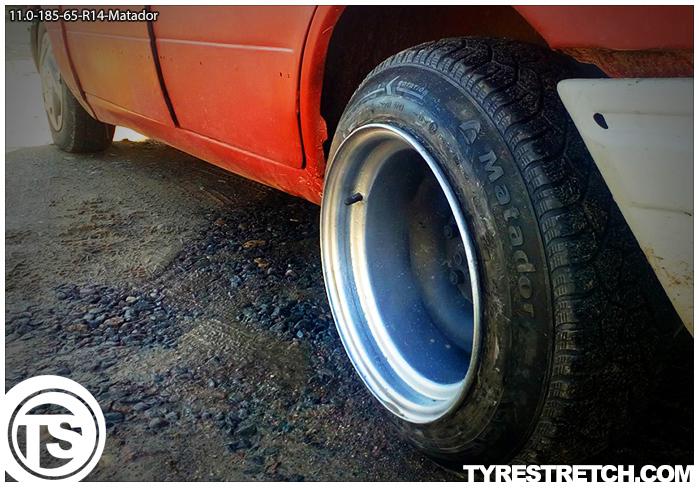 An example of tyre stretch: 185/65 R14 on 11.0J – MATADOR