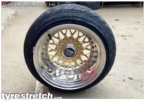 An example of tyre stretch: 195/50 R15 on 11.0J – FEDERAL