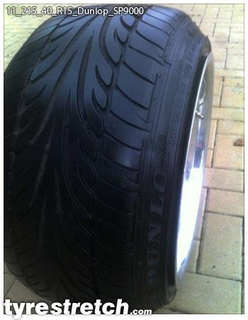 An example of tyre stretch: 215/40 R15 on 11.0J – DUNLOP