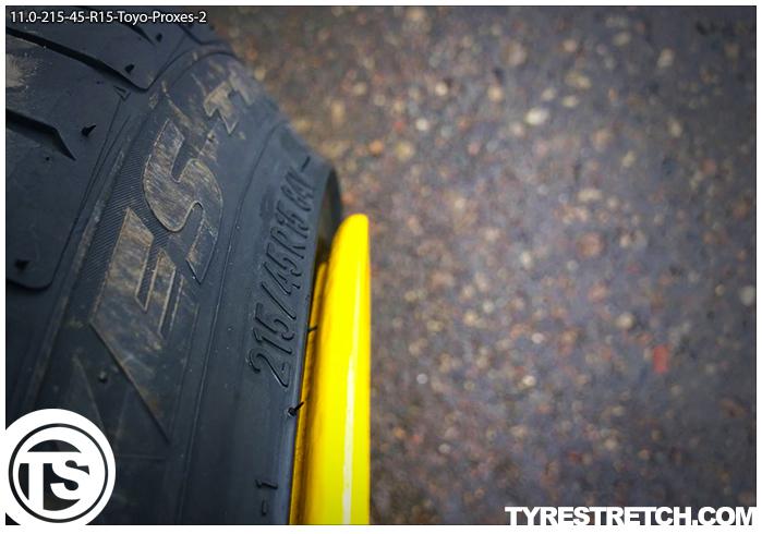 An example of tyre stretch: 215/45 R15 on 11.0J – TOYO