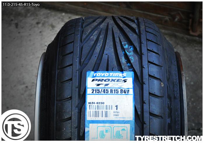An example of tyre stretch: 215/45 R15 on 11.0J – TOYO (EQUIP)