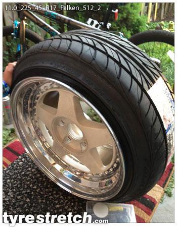 An example of tyre stretch: 225/45 R17 on 11.0J – FALKEN