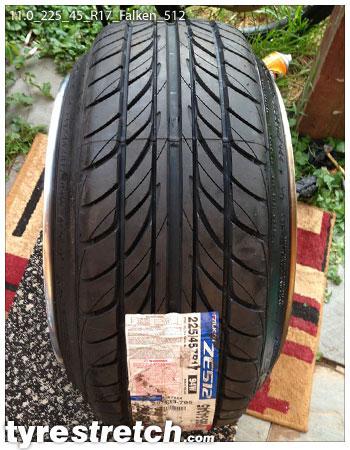 An example of tyre stretch: 225/45 R17 on 11.0J – FALKEN