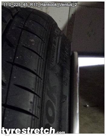 An example of tyre stretch: 225/45 R17 on 11.0J – HANKOOK