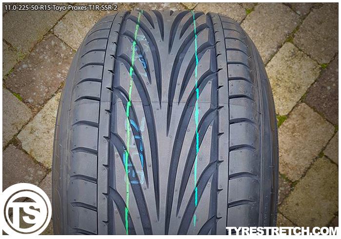 An example of tyre stretch: 225/50 R15 on 11.0J – TOYO (SSR)