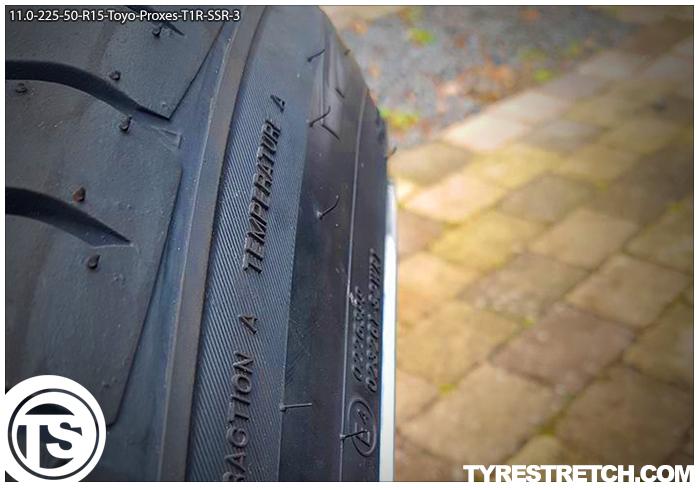 An example of tyre stretch: 225/50 R15 on 11.0J – TOYO (SSR)