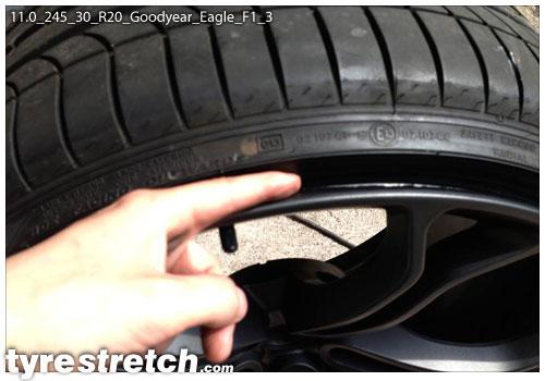 An example of tyre stretch: 245/30 R20 on 11.0J – GOODYEAR