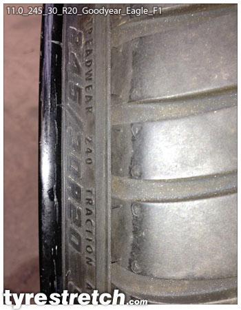 An example of tyre stretch: 245/30 R20 on 11.0J – GOODYEAR