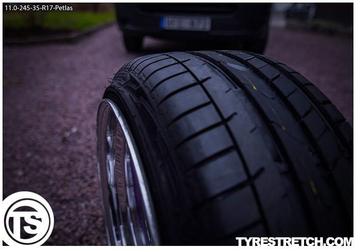 An example of tyre stretch: 245/35 R17 on 11.0J – PETLAS