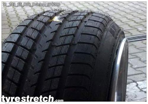 An example of tyre stretch: 245/35 R18 on 11.0J – DUNLOP