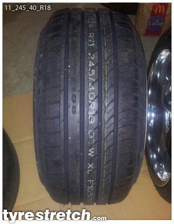 An example of tyre stretch: 245/40 R18 on 11.0J