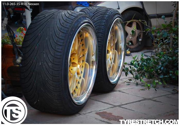 An example of tyre stretch: 265/35 R18 on 11.0J – NEXEN
