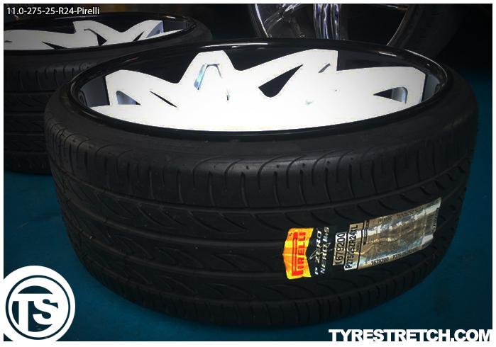 An example of tyre stretch: 275/25 R24 on 11.0J – PIRELLI