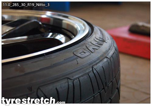 An example of tyre stretch: 285/30 R19 on 11.0J – NITTO