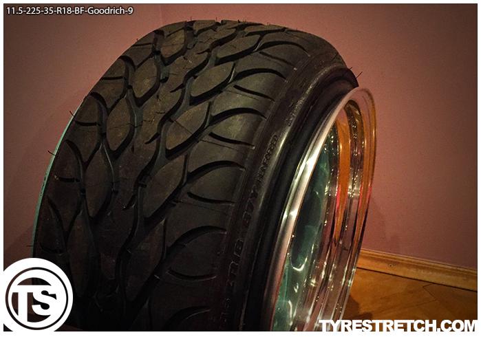 An example of tyre stretch: 225/35 R18 on 11.5J – GOODRICH